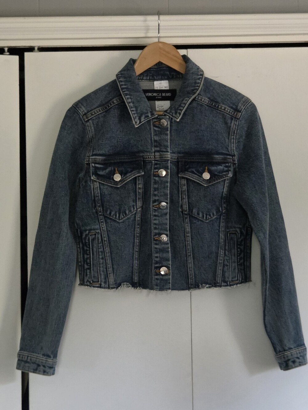 Veronica Beard Dark Blue Cropped Denim Jacket